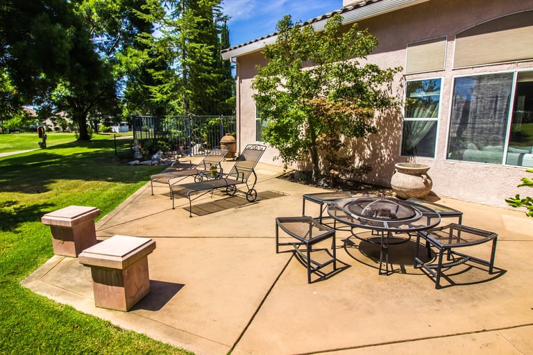 Decorative stamped concrete patio