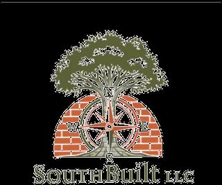 SouthBuilt LLC logo featuring a tree with green foliage growing from a compass rose on a brick foundation